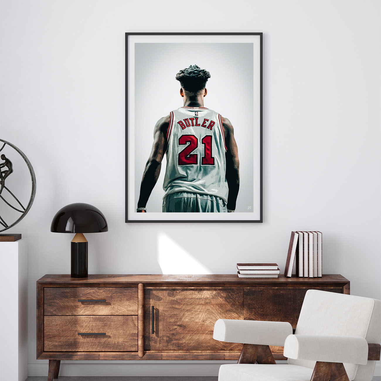 Trends International NBA Miami Heat - Jimmy Butler Feature Series 23 Framed  Wall Poster Prints White Framed Version 14.725 x 22.375